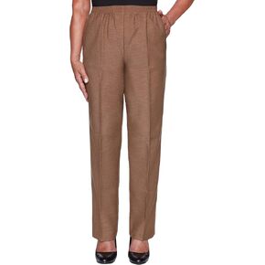 Alfred Dunner womens Plus-sizeclassic Signature Fit Textured Trousers With All-around Elastic Waistband Casual Pants, Taupe, 16 Plus