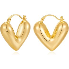 CLASSYZINT Chunky Gold Hoop Earrings For Women Small Gold Plated Chubby Huggie Earrings Lightweight Earrings Gift…