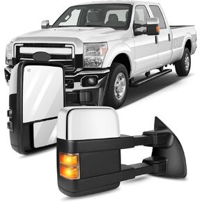 OCPTY Towing Mirrors Power Heated Left Driver Right Passenger Side Tow Mirrors Fit For 2008-2016 For F250 For F350 For F450 For F550 Super Duty With Turn Signal Light With With Chrome Housing