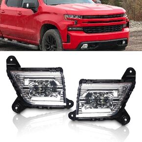 LED Fog Lights with Switch and Wiring Kit Compatible with Silverado 1500 2500HD 3500HD 2019 2020 2021 Driving Fog Lamps (Driver and Passenger Side)