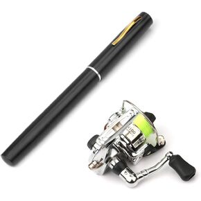 Tidyard Pocket Collapsible Fishing Rod Reel Combo Mini Pen Fishing Pole Kit Telescopic Fishing Rod Reel Combo Kit