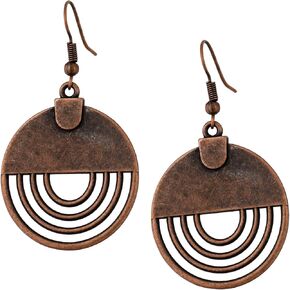 MINACHI Bohemian Ethnic Sculpted Rustic Circle Dangle Drop Earrings, Vintage Boho Chic Jewelry Gift for Women