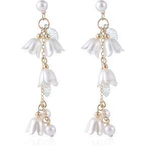 Orchid Flower Dangle Drop Hook Earrings Pearl Crystal Threader Tassel Dangling Wedding Earring Studs Earrings Jewelry Gifts for Women