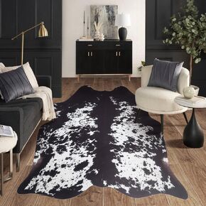 Faux Cowhide Rug Cowhide Rug 4.6x5.2ft Cow Print Rug Cow Hide Rug Premium Area Rug Animal Print Rug Western Room Decor Cow Rugs for Living Room Bedroom Dinning Room