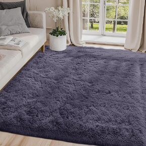 5x7 Rugs for Living Room, Fluffy Area Rugs 5x7 for Bedroom, Non-Slip Plush Carpet for Playroom, Soft Shaggy Rug for Nursery, Fuzzy Rug for Dorm Room, Grey