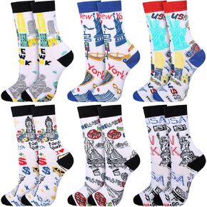 Foaincore 6 Pcs New York Souvenirs NYC Gifts NY Souvenirs USA Souvenirs New York Socks Crew Socks Comfortable Athletic Running Socks Gifts for Traveler Birthday Gifts