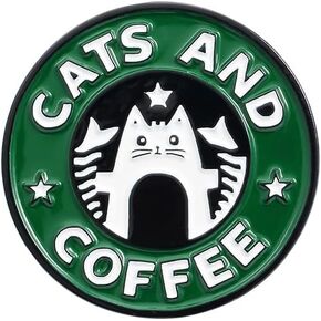 CATS and COFFEE Enamel Lapel Pin alloy brooch Dumb and Cute Kitty Collar Lacquered metal Brooch
