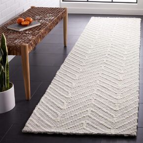 SAFAVIEH Marbella Collection Runner Rug - 2'3" x 9', Ivory & Beige, Handmade Chevron Wool, Ideal for High Traffic Areas in Living Room, Bedroom (MRB324A) in Saudi Arabia