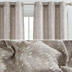 HLC.ME Avalon Jacquard Slub Texture - Privacy Curtains with Grommet Lightweight Window Curtains Drapery Panels for Bedroom, Dining Room & Living Room, 2 Panels (37 x 84 Inch, Taupe)