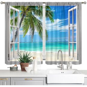 Galaxy Kitchen Curtains Out Space Wall Art Rod Pocket Blue Nebula Decor Starry Star Fantasy Night Sky Printed Universe Room Decor Kids Boys Bedroom Dining Room Window Drapes 2 Panel 28x39 Inch