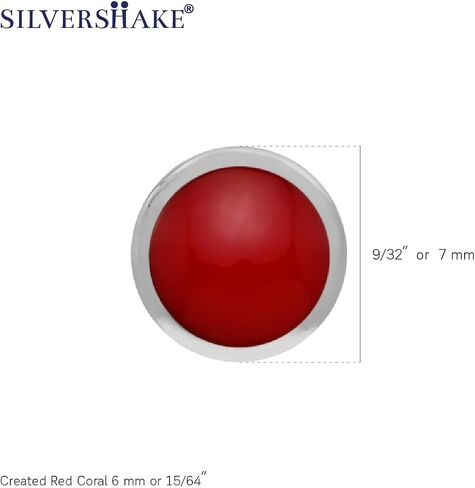 Silvershake 6MM Round Shape Cabochon Stones or Inlay White Gold Plated or Yellow Gold Plated 925 Sterling Silver Bezel Set Stud Earrings Jewelry for Women or Teens in Saudi Arabia