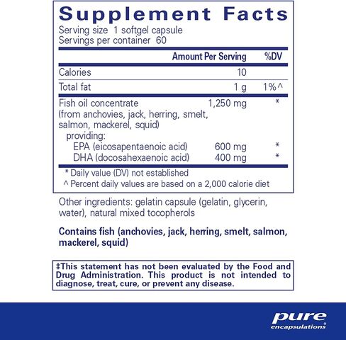 Pure Encapsulations O.N.E. Omega - Fish Oil Supplement for Heart Health, Joints, Skin, Eyes, and Cognition* - Fish Oil Concentrate with EPA and DHA - 60 Softgel Capsules in Kuwait
