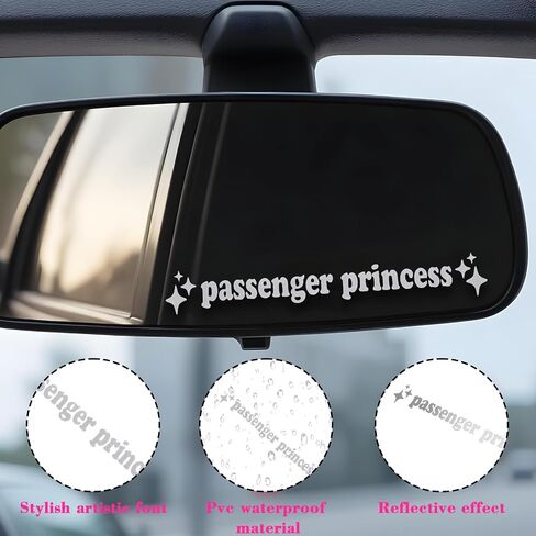 4 Pcs Passenger Princess Car Stickers, Passenger Princess Car Window Sticker Rearview Mirror Car Decals Cute Vinyl Stickers Car Mirror Stickers Positive Affirmation Car Accessories for Women in Saudi Arabia