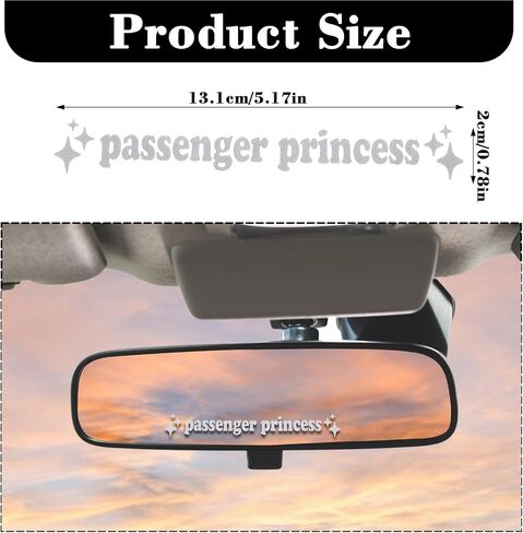 4 Pcs Passenger Princess Car Stickers, Passenger Princess Car Window Sticker Rearview Mirror Car Decals Cute Vinyl Stickers Car Mirror Stickers Positive Affirmation Car Accessories for Women in Saudi Arabia