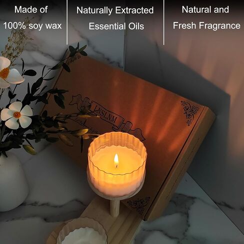 مجموعة شموع معطرة | مجموعة شموع للرجال، شموع معطرة للمنزل، هدايا للرجال - عبوتين من شموع الصويا للرجال برائحة خشب اللافندر/الدخان والفانيليا in Saudi Arabia