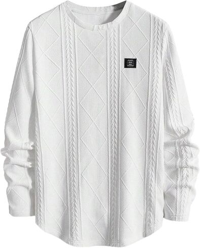 ROSE GAL Rosegal Men's Jacquard Textured Patch Design Crew Neck Long Sleeves Pullover Sweatshirt in Saudi Arabia