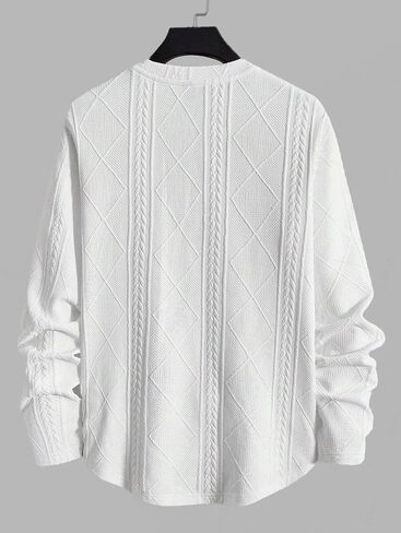 ROSE GAL Rosegal Men's Jacquard Textured Patch Design Crew Neck Long Sleeves Pullover Sweatshirt in Saudi Arabia