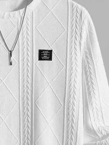 ROSE GAL Rosegal Men's Jacquard Textured Patch Design Crew Neck Long Sleeves Pullover Sweatshirt in Saudi Arabia