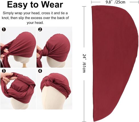 African Turban for Women Knotted Hair Wraps for Turban Head Scarf for Black Women Hair Cancer Chemo Headwear Cap in Kuwait