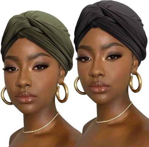 African Turban for Women Knotted Hair Wraps for Turban Head Scarf for Black Women Hair Cancer Chemo Headwear Cap in Kuwait