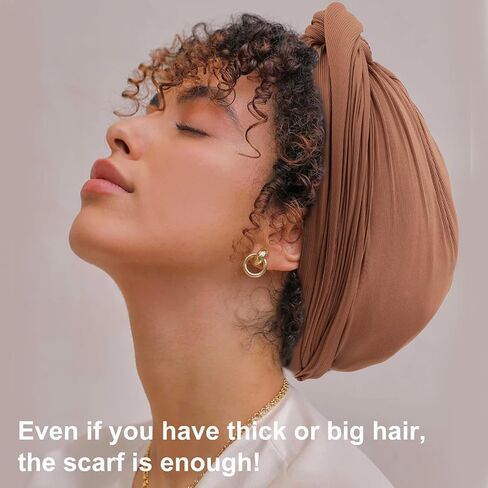 African Turban for Women Knotted Hair Wraps for Turban Head Scarf for Black Women Hair Cancer Chemo Headwear Cap in Kuwait