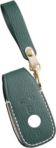 Genuine Leather Key Fob Cover Case for Mercedes-Benz A E S C GLE GLC EQB EQC GLA GLS AMG G63 250 300 2020-2024 Key Holder (Green) in Kuwait