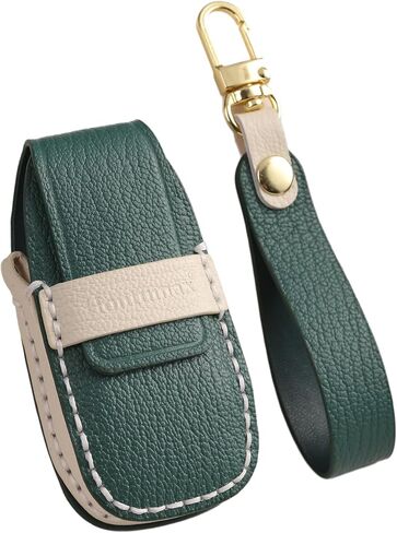 Genuine Leather Key Fob Cover Case for Mercedes-Benz A E S C GLE GLC EQB EQC GLA GLS AMG G63 250 300 2020-2024 Key Holder (Green) in Kuwait