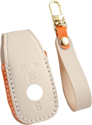 Genuine Leather Key Fob Cover Case for Mercedes-Benz A E S C GLE GLC EQB EQC GLA GLS AMG G63 250 300 2020-2024 Key Holder (Green) in Kuwait