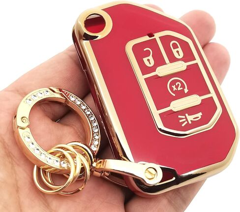 Key Fob Cover for Jeep with Keychain Soft TPU Car Key Shell Case Protector Compatible with Jeep 2020 2021 Gladiator JT Sahara JLU 2018-2021 Jeep Wrangler JL JLU Rubicon (White) in Kuwait