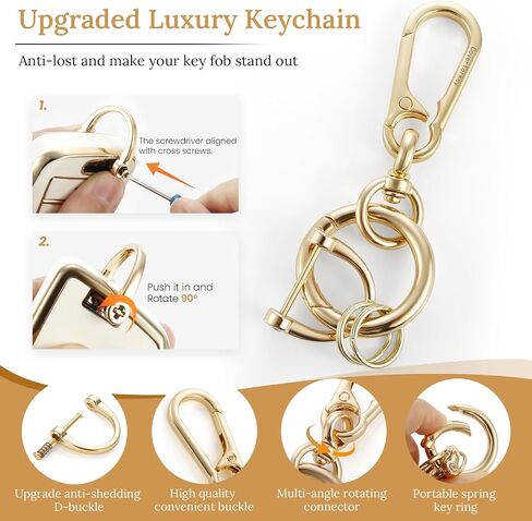 غطاء مفتاح BMW Key Fob مع سلسلة مفاتيح معدنية متينة مقاومة للخسارة، حافظة ناعمة على شكل Spuare عصرية لمفتاح BMW الذكي الكلاسيكي (ذهبي، A1) in Kuwait