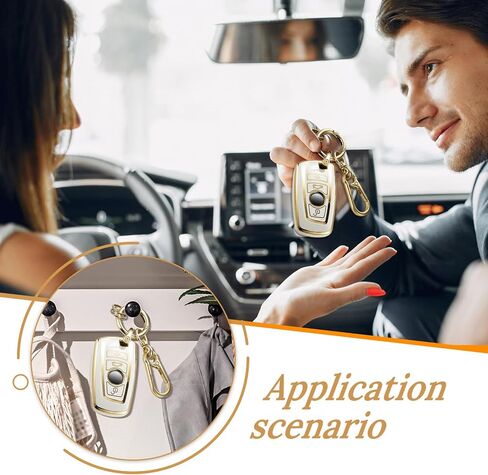 غطاء مفتاح BMW Key Fob مع سلسلة مفاتيح معدنية متينة مقاومة للخسارة، حافظة ناعمة على شكل Spuare عصرية لمفتاح BMW الذكي الكلاسيكي (ذهبي، A1) in Kuwait