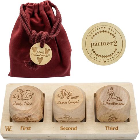 Deluxe Date Night Dice Game - Fun Romantic Couples Game - 5 Engraved Dice, Decision Coin, Board, & Carry Bag for Anniversaries, Birthdays, Weddings - Food Decision Dice for Girlfriend Wife Husband BFF in Saudi Arabia