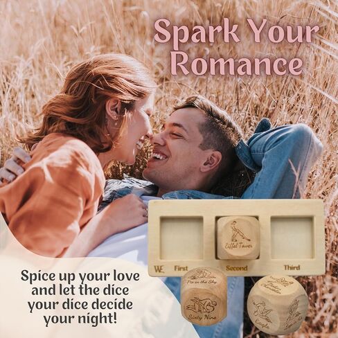 Deluxe Date Night Dice Game - Fun Romantic Couples Game - 5 Engraved Dice, Decision Coin, Board, & Carry Bag for Anniversaries, Birthdays, Weddings - Food Decision Dice for Girlfriend Wife Husband BFF in Saudi Arabia