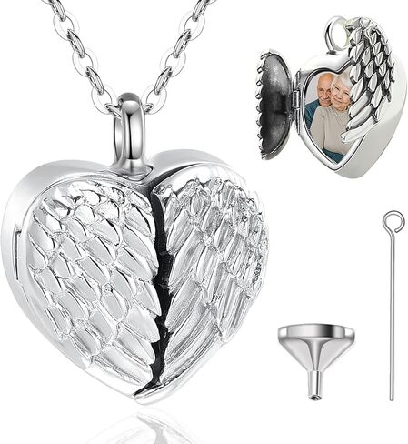EUDORA Sterling Silver Urn Necklace for Ashes for Women Men, Ash Pendant for Human Cat Dog Ashes, Necklace for Ashes of Loved One Dad Mom Papa Pet Cremation Souvenir Jewelry for Funeral, 20inch in Kuwait