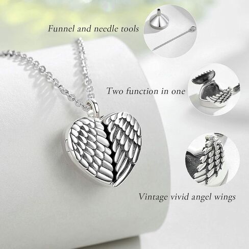 EUDORA Sterling Silver Urn Necklace for Ashes for Women Men, Ash Pendant for Human Cat Dog Ashes, Necklace for Ashes of Loved One Dad Mom Papa Pet Cremation Souvenir Jewelry for Funeral, 20inch in Kuwait