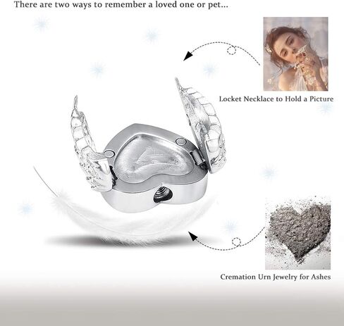 EUDORA Sterling Silver Urn Necklace for Ashes for Women Men, Ash Pendant for Human Cat Dog Ashes, Necklace for Ashes of Loved One Dad Mom Papa Pet Cremation Souvenir Jewelry for Funeral, 20inch in Kuwait