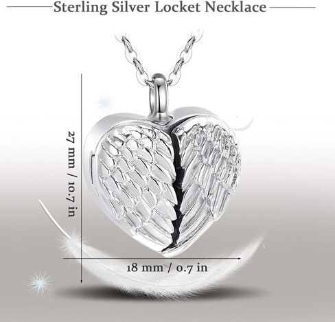 EUDORA Sterling Silver Urn Necklace for Ashes for Women Men, Ash Pendant for Human Cat Dog Ashes, Necklace for Ashes of Loved One Dad Mom Papa Pet Cremation Souvenir Jewelry for Funeral, 20inch in Kuwait