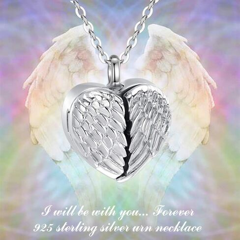 EUDORA Sterling Silver Urn Necklace for Ashes for Women Men, Ash Pendant for Human Cat Dog Ashes, Necklace for Ashes of Loved One Dad Mom Papa Pet Cremation Souvenir Jewelry for Funeral, 20inch in Kuwait