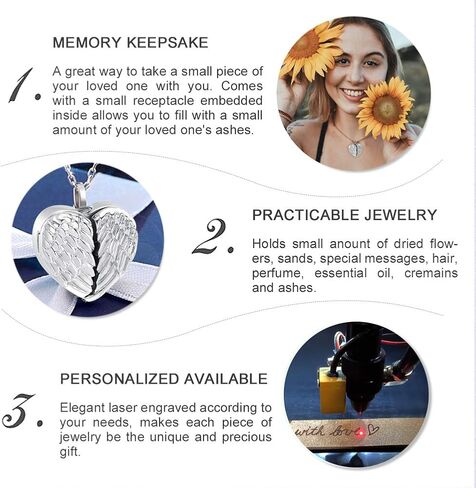 EUDORA Sterling Silver Urn Necklace for Ashes for Women Men, Ash Pendant for Human Cat Dog Ashes, Necklace for Ashes of Loved One Dad Mom Papa Pet Cremation Souvenir Jewelry for Funeral, 20inch in Kuwait