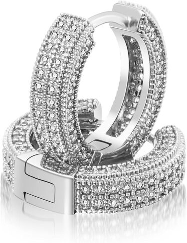 HELLOICE Hoop Earrings Iced Out Cubic Zirconia Huggie Cartilage Cuff Diamond Hypoallergenic Round Circle Earrings Hoop Earrings 5A CZ Stones Lightweight for Men in Saudi Arabia