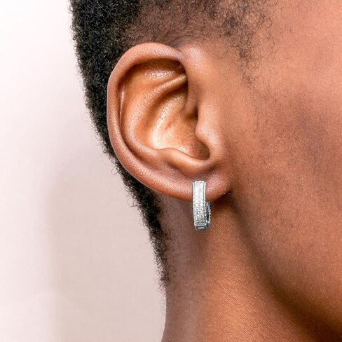 HELLOICE Hoop Earrings Iced Out Cubic Zirconia Huggie Cartilage Cuff Diamond Hypoallergenic Round Circle Earrings Hoop Earrings 5A CZ Stones Lightweight for Men in Saudi Arabia