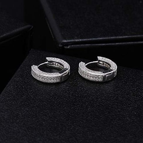 HELLOICE Hoop Earrings Iced Out Cubic Zirconia Huggie Cartilage Cuff Diamond Hypoallergenic Round Circle Earrings Hoop Earrings 5A CZ Stones Lightweight for Men in Saudi Arabia