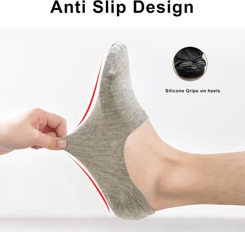 Mens No Show Socks Low Cut Invisible Ankle Socks Women Non Slip Grip Cotton Loafer Flat Liner Boat Shoes 6Pack in Saudi Arabia