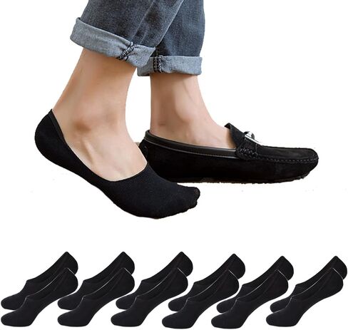 Mens No Show Socks Low Cut Invisible Ankle Socks Women Non Slip Grip Cotton Loafer Flat Liner Boat Shoes 6Pack in Saudi Arabia