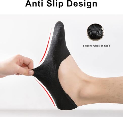 Mens No Show Socks Low Cut Invisible Ankle Socks Women Non Slip Grip Cotton Loafer Flat Liner Boat Shoes 6Pack in Saudi Arabia