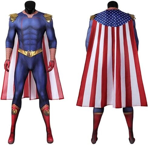 Mens Homelander Costume Jumpsuit 2024 Boy S4 Cosplay Bodysuit with Cloak Halloween Outfits, SPN71200 in Saudi Arabia