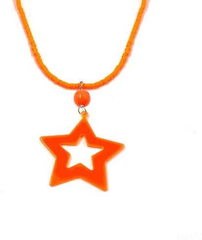 Star Neon Necklace Vintage 70s 80s Neon Star Necklace Geometric Star Shaped Choker Necklace for Women Men Party Jewelry Gift in Kuwait