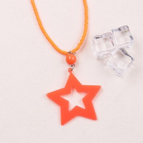 Star Neon Necklace Vintage 70s 80s Neon Star Necklace Geometric Star Shaped Choker Necklace for Women Men Party Jewelry Gift in Kuwait