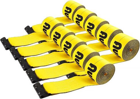 4" x30' Winch Straps with Flat Hook Flatbed Tie Downs Truck Straps 15400lbs Load Capacity Cargo Control for Flatbeds, Trucks, Trailers, Farms, Rescues, Tree Saver, Yellow(10 Pack) in Saudi Arabia