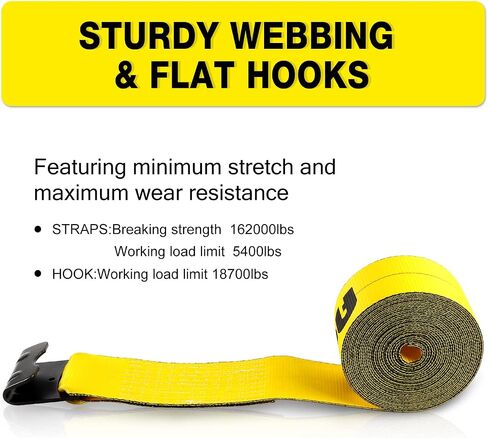 4" x30' Winch Straps with Flat Hook Flatbed Tie Downs Truck Straps 15400lbs Load Capacity Cargo Control for Flatbeds, Trucks, Trailers, Farms, Rescues, Tree Saver, Yellow(10 Pack) in Saudi Arabia